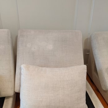 Chem-Dry Atlanta - Hours after Cleaning-The large cushion with stains dried black vs the other cushion. - Carpet Cleaning Near Me - Marietta, Georgia Chem-Dry Atlanta - Hours after Cleaning-The large cushion with stains dried black vs the other cushion. - Carpet Cleaning Near Me - Marietta, Georgia