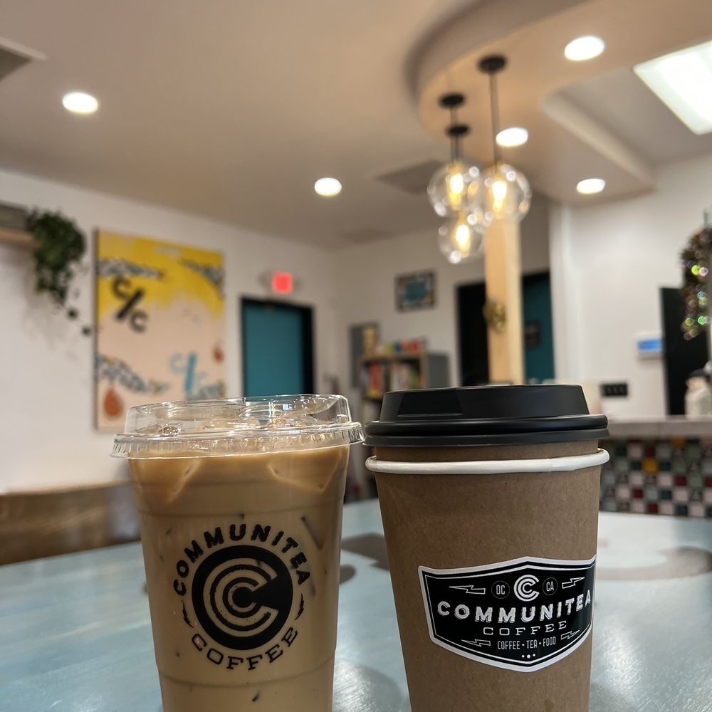 Communitea Coffee - Iced vanilla latte with oat milk and hot americano - Coffee & Tea Near Me - Brea, California Communitea Coffee - Iced vanilla latte with oat milk and hot americano - Coffee & Tea Near Me - Brea, California