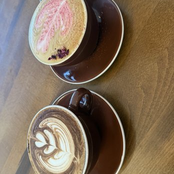 Great Awakening Craft Coffee - Hot Mocha & Hot Straw B Rose latte - Coffee & Tea Near Me - Hyannis, Massachusetts