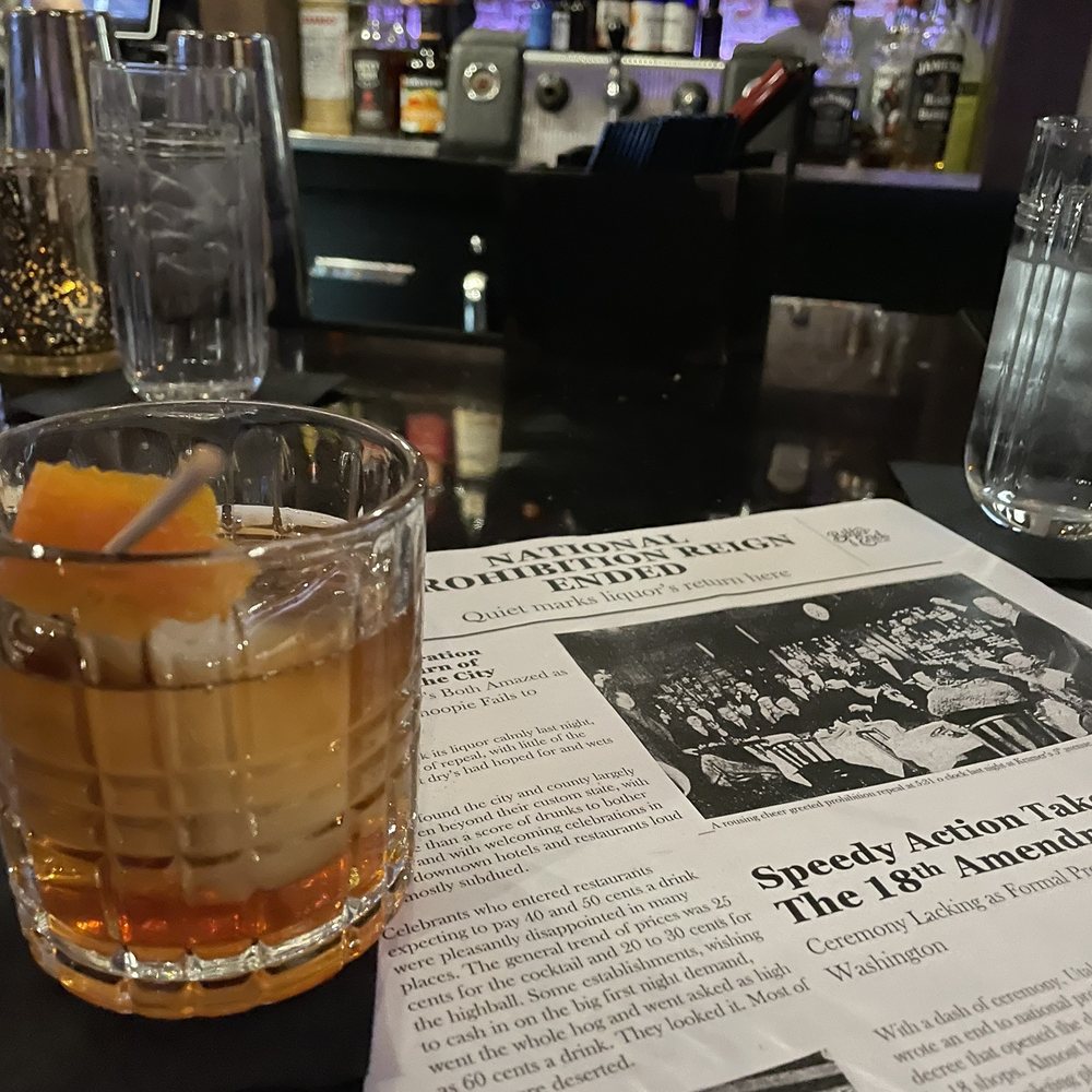 Old fashion and some reading material (aka, the menu)