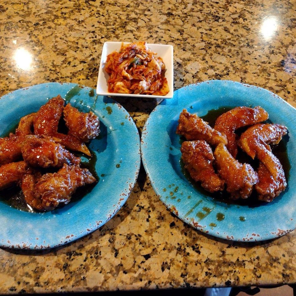 Soo Cafe - Wings with both SOGA/Original and SOGA/Traditional sauce. Oh and Kimchi for the Mrs. - Korean Near Me - Raleigh, North Carolina Soo Cafe - Wings with both SOGA/Original and SOGA/Traditional sauce. Oh and Kimchi for the Mrs. - Korean Near Me - Raleigh, North Carolina