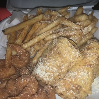 Hook Fish And Chicken - 2 fish and 10 shrimp plate with special seasoning!! I didn't want the coleslaw or bread!! - Seafood Near Me - Houston, Texas