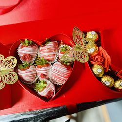 Colorful Berries - Edible chocolate covered strawberries, red velvet drizzle and chocolate candy