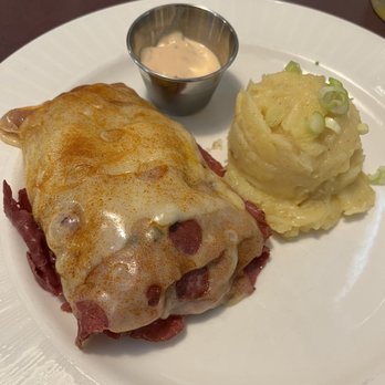 Waldhorn Restaurant - Open-Faced Reuben w potato salad - German Near Me - Pineville, North Carolina Waldhorn Restaurant - Open-Faced Reuben w potato salad - German Near Me - Pineville, North Carolina