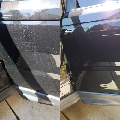 Scratch Removal/ Swirl Removal - This Rover had kid writing on it and the kids used tree branches. Unfortunately they're artistic work didn't last and was able to remove the
