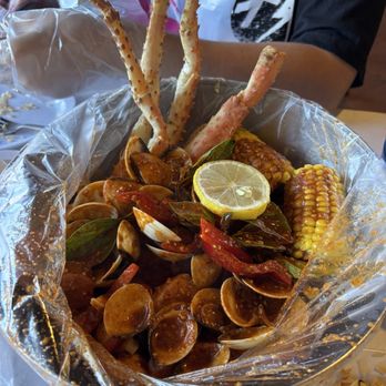 Nine Seafood Restaurant - Combo number 3- a pound if king crab legs, shrimp with heads and mussels. So good. - Cajun/Creole Near Me - Cerritos, California
