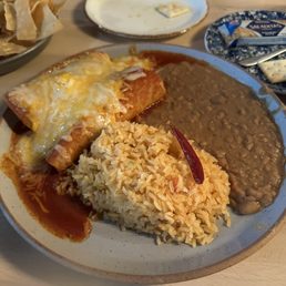 Enchilada with red sauce