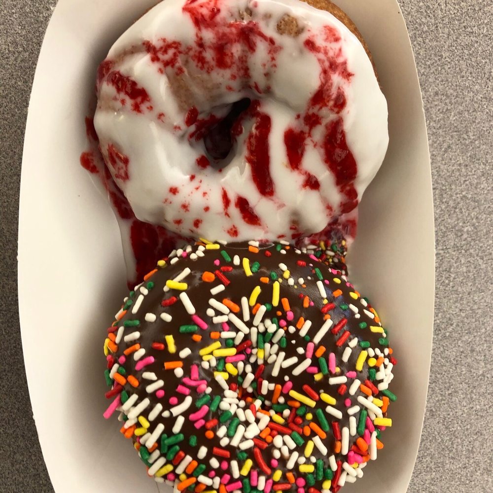 Ohanalulu - Chocolate with sprinkles and lemon with raspberry - Donuts Near Me - Fishers, Indiana Ohanalulu - Chocolate with sprinkles and lemon with raspberry - Donuts Near Me - Fishers, Indiana