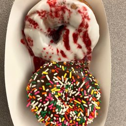 Chocolate with sprinkles and lemon with raspberry Chocolate with sprinkles and lemon with raspberry