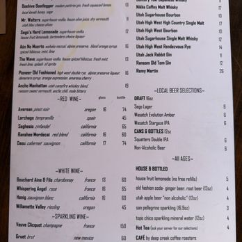 Sego Restaurant - Menu back page - New American Near Me - Kanab, Utah Sego Restaurant - Menu back page - New American Near Me - Kanab, Utah