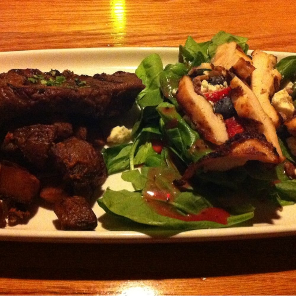 Take Two: 4 oz blackened sirloin and seasonal berry salad Take Two: 4 oz blackened sirloin and seasonal berry salad