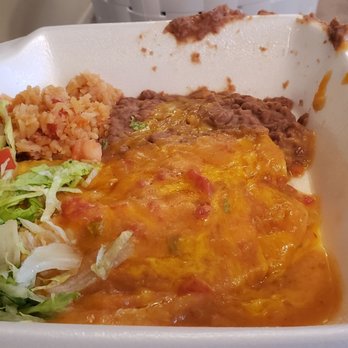 Bean Bandit - Beef enchilada (I think) and chili relleno. The only thing my husband enjoyed. - Mexican Near Me - Colorado Springs, Colorado
