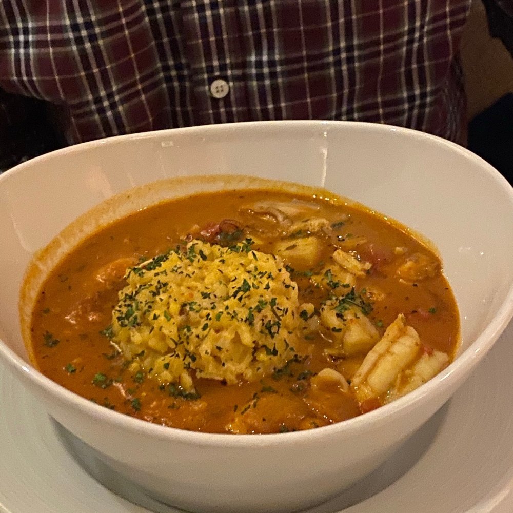 John J Jeffries - Fisherman's stew-tomato saffron broth, clams, wild shrimp, bay scallops, rhode island calamari, risotto - New American Near Me - Lancaster, Pennsylvania John J Jeffries - Fisherman's stew-tomato saffron broth, clams, wild shrimp, bay scallops, rhode island calamari, risotto - New American Near Me - Lancaster, Pennsylvania