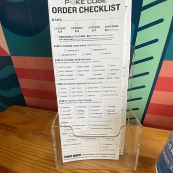 Poke Cube - Ordering list (they have two tables where these are located) - Poke Near Me - Rancho Cordova, California Poke Cube - Ordering list (they have two tables where these are located) - Poke Near Me - Rancho Cordova, California