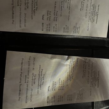 Vernon's Speakeasy - Bill - Steakhouses Near Me - Los Ranchos, New Mexico