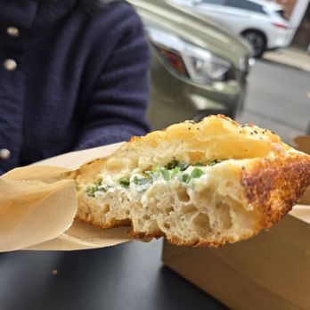 Radio Bakery - Delish scallion cream.cheese on focaccio - Bakeries Near Me - Brooklyn, New York
