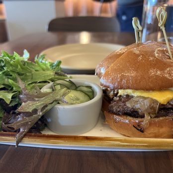 Horsefeather - Cheeseburger, side salad, housemade pickles - New American Near Me - Palo Alto, California