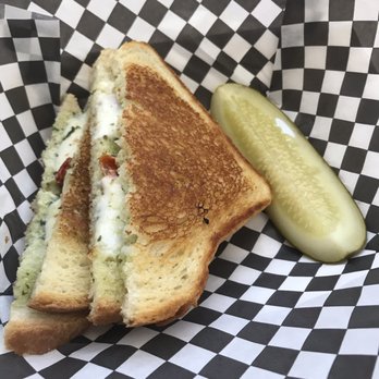 Black Sheep GCB - Grilled Tomato, basil, and cheese sandwich with a slice of pickle - Sandwiches Near Me - Anaheim, California