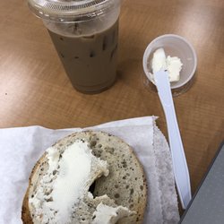 Voltage Cafe - Bagel and iced coffee