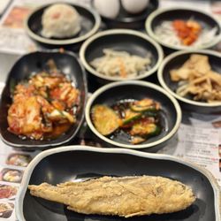 BCD Tofu House - Fried Croaker Fish and Banchan