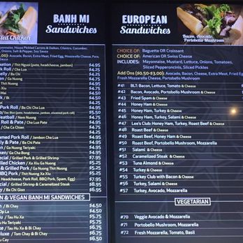 Lee's Sandwiches - Part of their Menu, as of 3/12/17 - Vietnamese Near Me - Dublin, California
