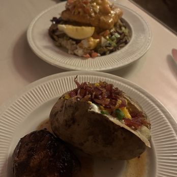 Wildfire - Entrees - petite filet and Atlantic Salmon. Both delicious. - American Near Me - Georgetown, Texas