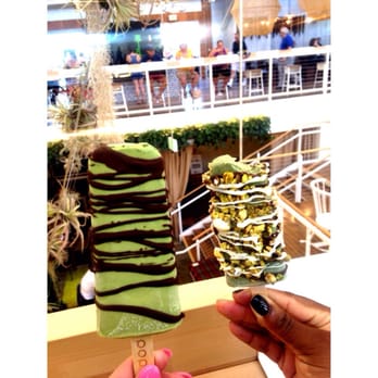 Popbar - Green tea with dark chocolate on left. Amazing ! - Desserts Near Me - Anaheim, California Popbar - Green tea with dark chocolate on left. Amazing ! - Desserts Near Me - Anaheim, California
