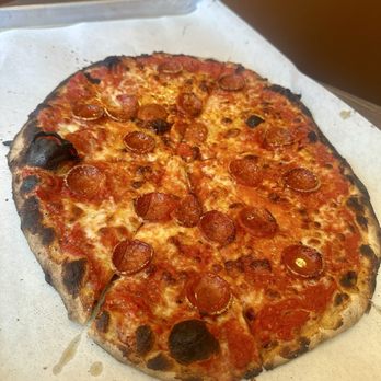 Sally's Apizza - Small Tomato Sauce Pie with pepperoni - Pizza Near Me - New Haven, Connecticut Sally's Apizza - Small Tomato Sauce Pie with pepperoni - Pizza Near Me - New Haven, Connecticut