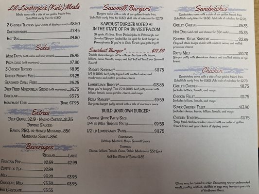 Menu photo 1 Sawmill Clarion, PA