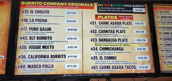 Menu photo 2 The Original Burrito Company Phoenix, AZ Menu photo 2 The Original Burrito Company Phoenix, AZ