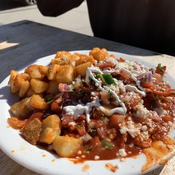 Fratelli Cafe - Chilaquiles. The potatoes were delicious! - Coffee & Tea Near Me - Los Angeles, California