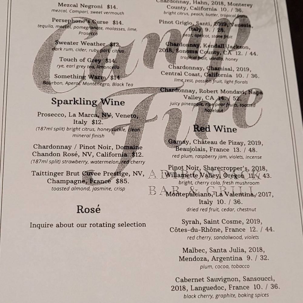 Campfire Adirondack Grill - Wines & cocktails - Breakfast & Brunch Near Me - Saranac Lake, New York