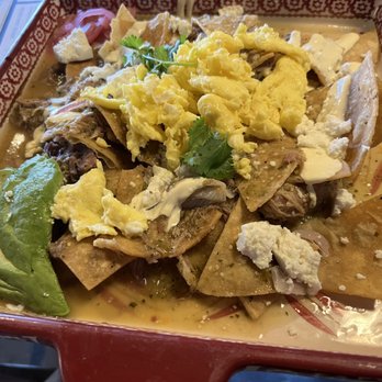 Toast - Chilaquiles Verde. Perfect combination of savory with the verde sauce and crispy chips - Breakfast & Brunch Near Me - Temecula, California