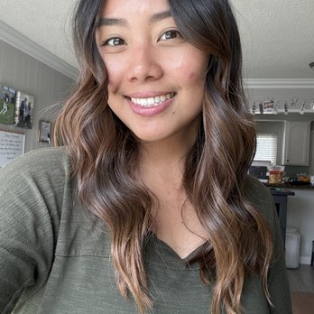 Salon Technique - After! Layers, medium cut, curtain bangs with blow dry and beachy waves - Hair Salons Near Me - Fullerton, California Salon Technique - After! Layers, medium cut, curtain bangs with blow dry and beachy waves - Hair Salons Near Me - Fullerton, California