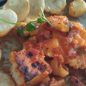 Primavera Cafe Restaurant - Bacalhau a Marinheiro (Cod fish in a red sauce) - Portuguese Near Me - Ludlow, Massachusetts Primavera Cafe Restaurant - Bacalhau a Marinheiro (Cod fish in a red sauce) - Portuguese Near Me - Ludlow, Massachusetts