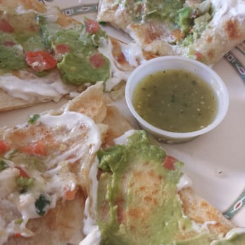 Tacos N More - Cheese quesadilla w/ pico, sour cream, guacamole and salsa verde - Mexican Near Me - Maricopa, Arizona Tacos N More - Cheese quesadilla w/ pico, sour cream, guacamole and salsa verde - Mexican Near Me - Maricopa, Arizona