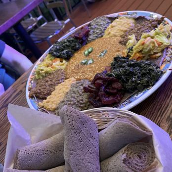 Taffach Ethiopian Restaurant - Injera with the veggie combo - Ethiopian Near Me - Davis, California Taffach Ethiopian Restaurant - Injera with the veggie combo - Ethiopian Near Me - Davis, California