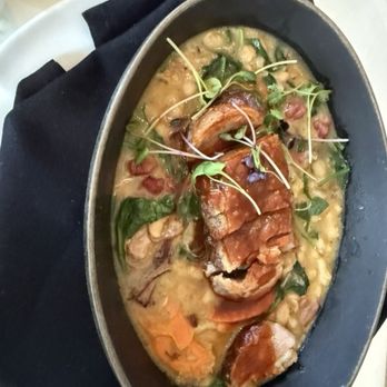 Bistro du Midi - Duck breast over confit with flageolet beans in a burgundy jus. - French Near Me - Boston, Massachusetts Bistro du Midi - Duck breast over confit with flageolet beans in a burgundy jus. - French Near Me - Boston, Massachusetts