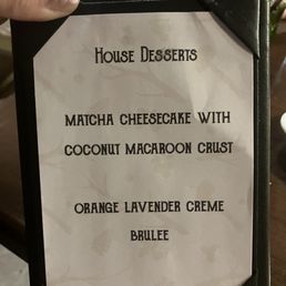 Dessert Menu Dessert Menu