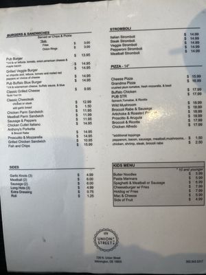 Menu photo 1 Union Street Pub Wilmington, DE Menu photo 1 Union Street Pub Wilmington, DE