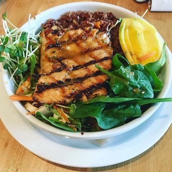 Bloom - Grilled Salmon on Brown Rice - Coffee & Tea Near Me - Los Angeles, California Bloom - Grilled Salmon on Brown Rice - Coffee & Tea Near Me - Los Angeles, California