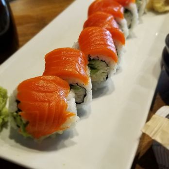 Mr. Sushi Lonsdale - Fresh salmon with avocado and cucumber. - Japanese Near Me - North Vancouver, British Columbia