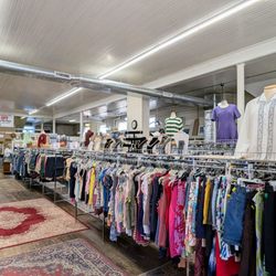 American Rescue Workers Thrift Store- Mifflinburg - Clothing racks.