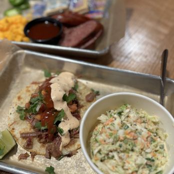 Burning Tree Smokehouse - Brisket taco Coleslaw Pecan smoked sausage - Tacos Near Me - Birmingham, Alabama
