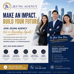 Jeung Agency - WE'RE HIRING! JOIN JEUNG AGENCY If you're coachable, driven, and passionate about helping others, we want to talk to you!