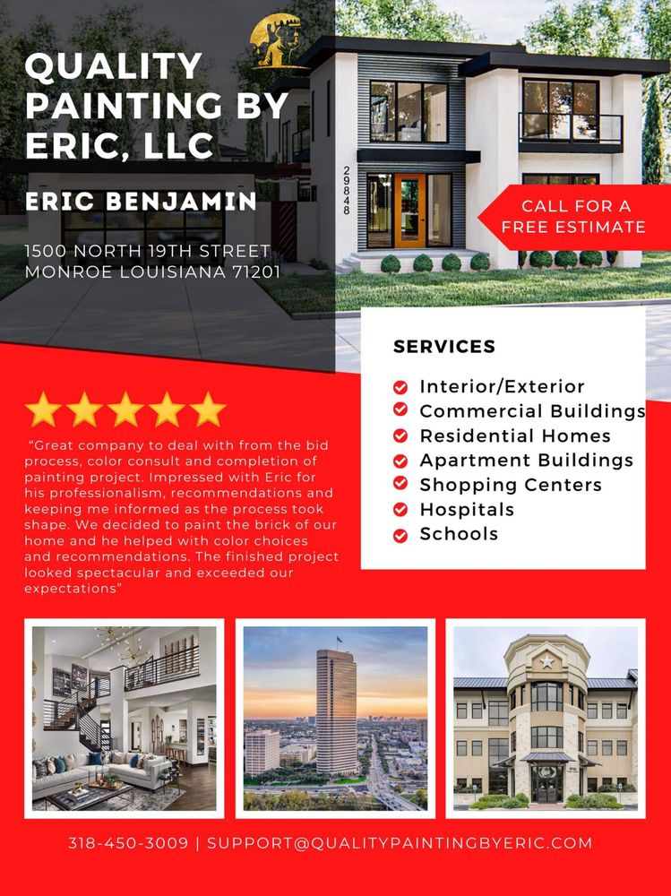 QUALITY PAINTING BY ERIC Request a Quote 1500 N 19th St, Monroe, LA