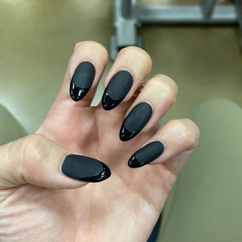 Stone Nails - Almond / shape matte French tip. - Nail Salons Near Me - Sacramento, California Stone Nails - Almond / shape matte French tip. - Nail Salons Near Me - Sacramento, California