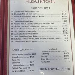 Hilda's Kitchen - Lunch menu page two