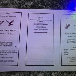 Mai's Restaurant Lounge - Updated Menu as of 09/2025
(Back Side)