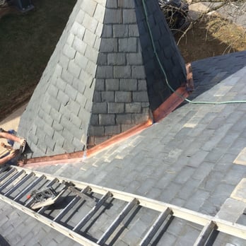 Mccreesh Slate Roofing - Completed flashing and slating turret interface (entire roof repair including slate and a chimney repair in one day!) - Roofing Near Me - Red Lion, Pennsylvania Mccreesh Slate Roofing - Completed flashing and slating turret interface (entire roof repair including slate and a chimney repair in one day!) - Roofing Near Me - Red Lion, Pennsylvania